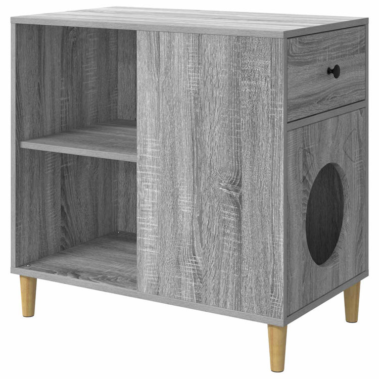 Vidaxl Katzenhaus Sonoma grau 72 x 42,5 x 70 cm aus handgefertigtem Holz