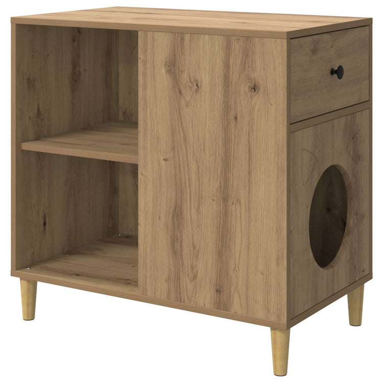 Vidaxxl Katzenhaus, handgefertigte Eiche, 72 x 42,5 x 70 cm, Holzwerkstoff