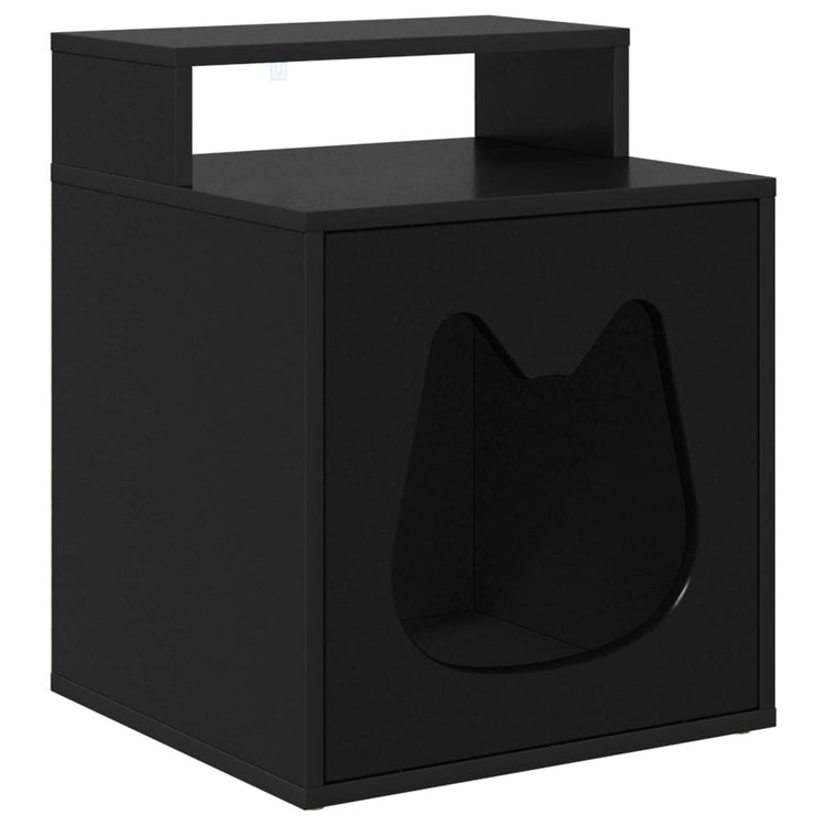 Vidaxxl Katzenhaus schwarz 42,5 x 40 x 53,5 cm aus Holz gefertigt
