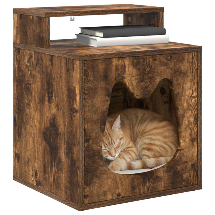 Vidaxxl Katzenhaus Räuchereiche 42,5 x 40 x 53,5 cm verarbeitetes Holz
