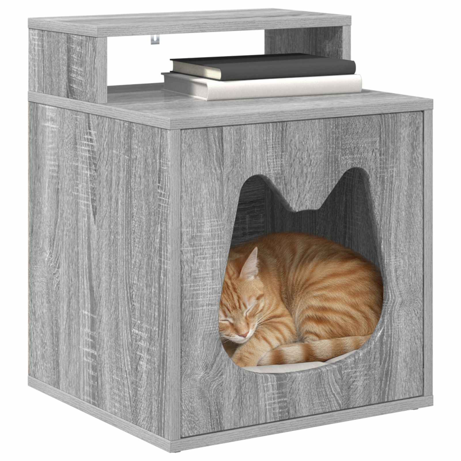 Vidaxl Katzenhaus Sonoma grau 42,5 x 40 x 53,5 cm aus handgefertigtem Holz