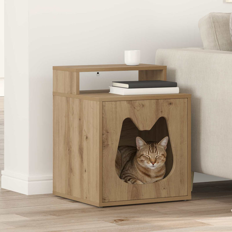 Vidaxxl Katzenhaus, handgefertigte Eiche, 42,5 x 40 x 53,5 cm, Holzwerkstoff