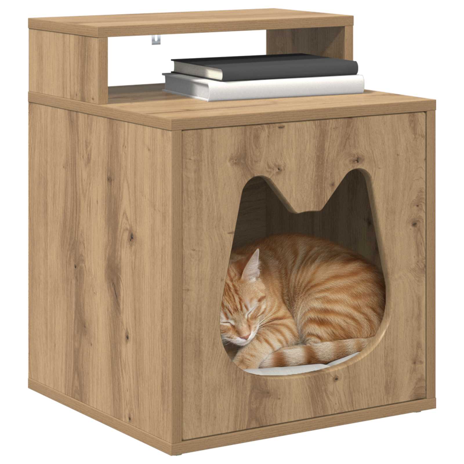 Vidaxxl Katzenhaus, handgefertigte Eiche, 42,5 x 40 x 53,5 cm, Holzwerkstoff