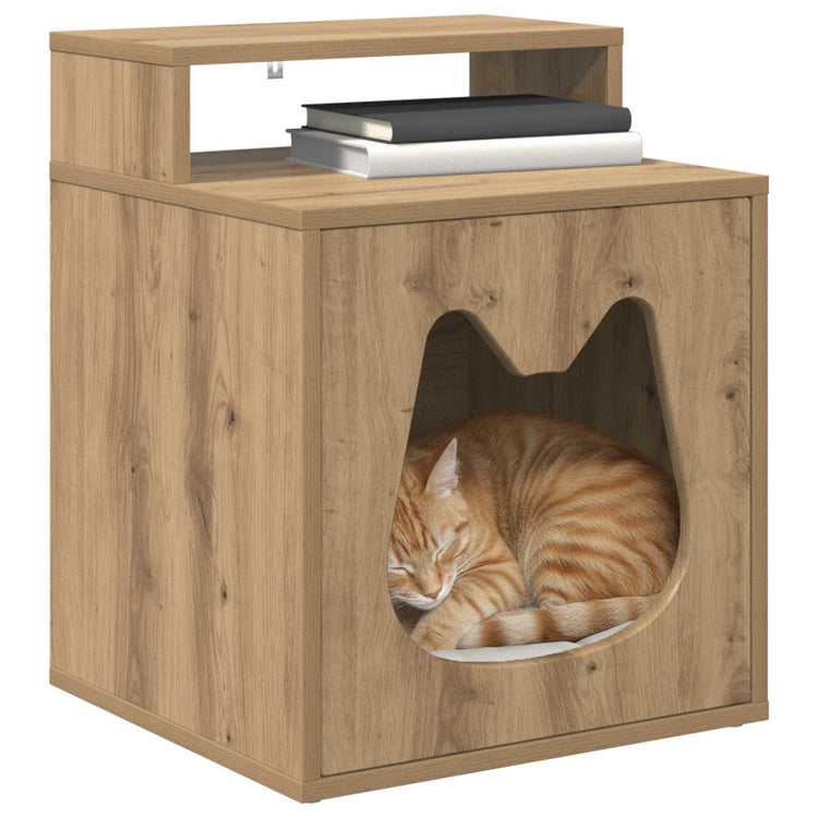 Vidaxxl Katzenhaus, handgefertigte Eiche, 42,5 x 40 x 53,5 cm, Holzwerkstoff