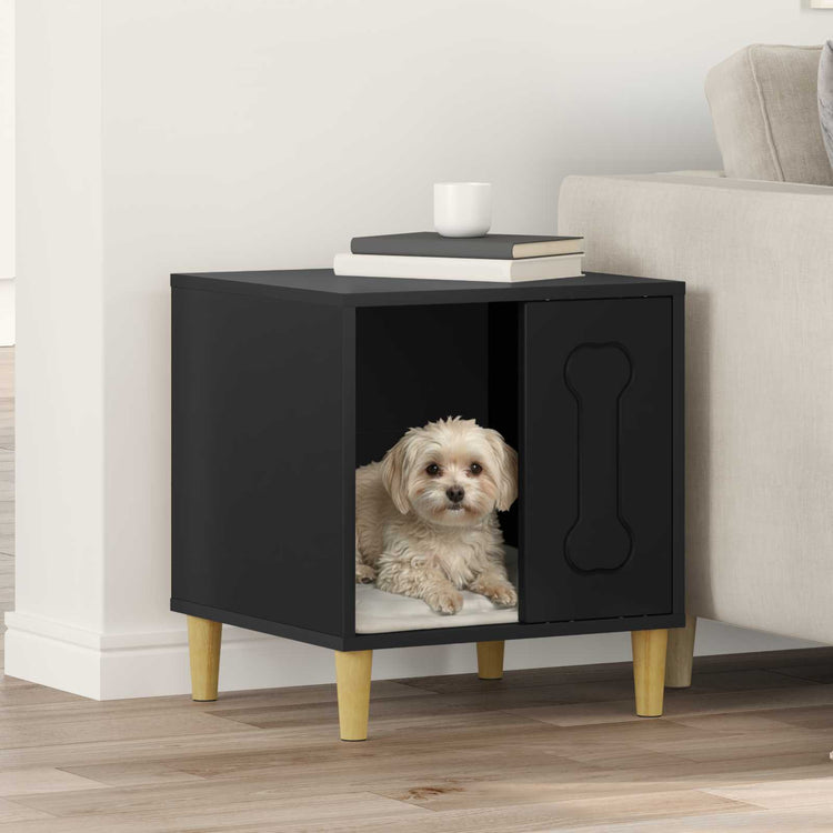 Vidaxxl Hundehütte schwarz 44 x 42 x 49 cm aus Holz gefertigt
