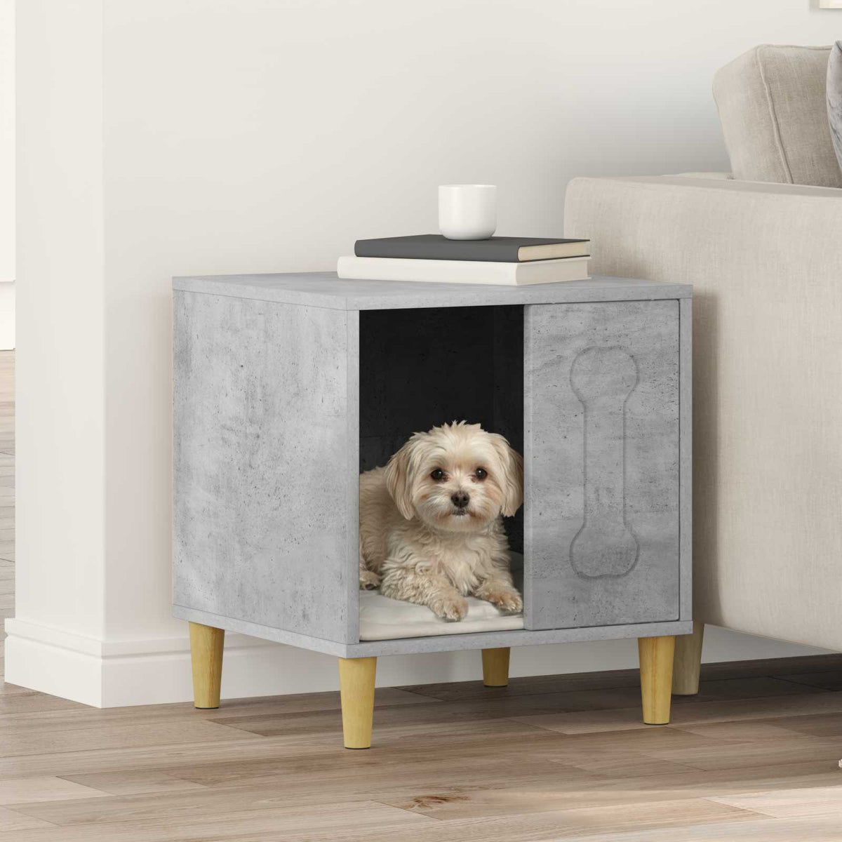 Vidaxxl Hundehütte Beton 44 x 42 x 49 cm verarbeitetes Holz