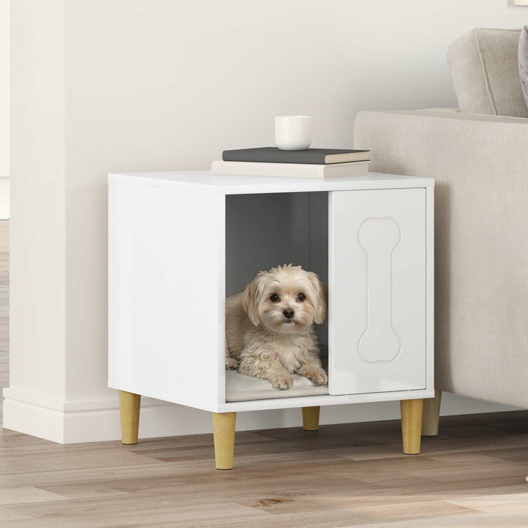 Vidaxxl Hundehütte glänzend weiß 44 x 42 x 49 cm fertiges Holz