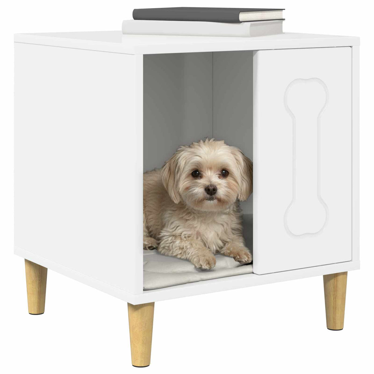 Vidaxxl Hundehütte glänzend weiß 44 x 42 x 49 cm fertiges Holz