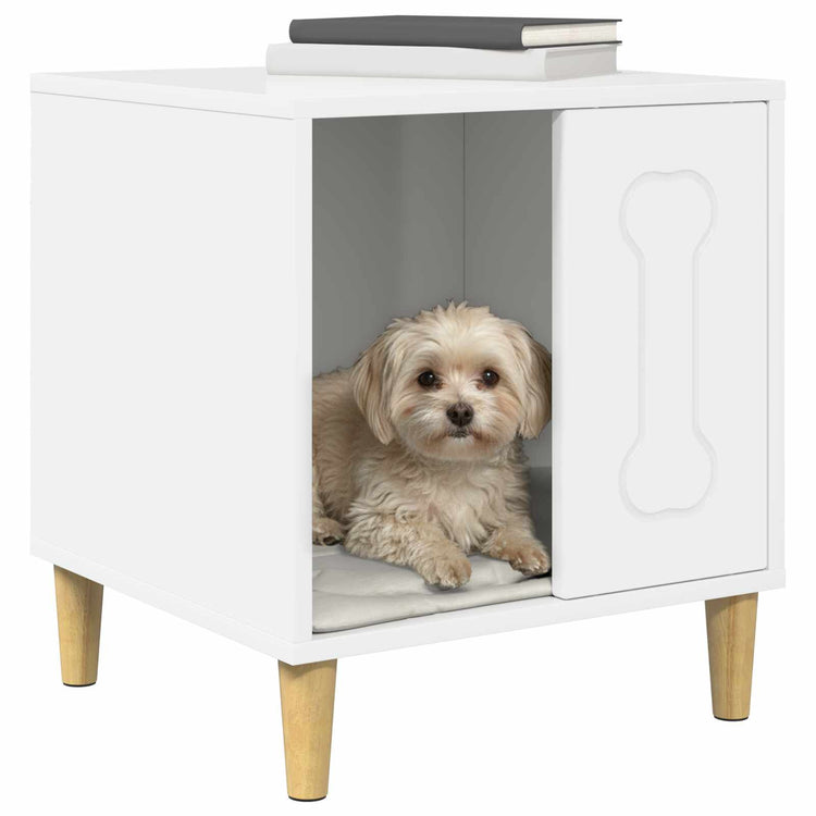 Vidaxxl Hundehütte glänzend weiß 44 x 42 x 49 cm fertiges Holz