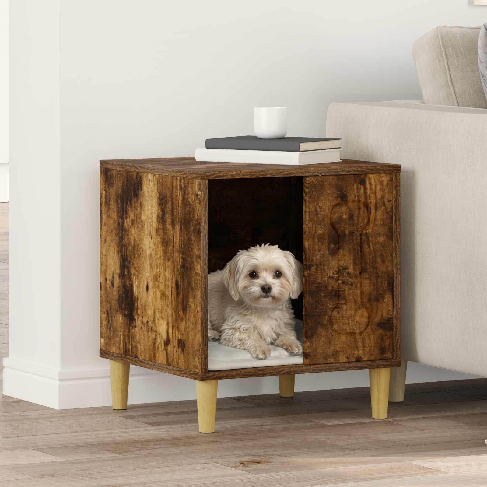 Vidaxxl Hundehütte Räuchereiche 44 x 42 x 49 cm verarbeitetes Holz