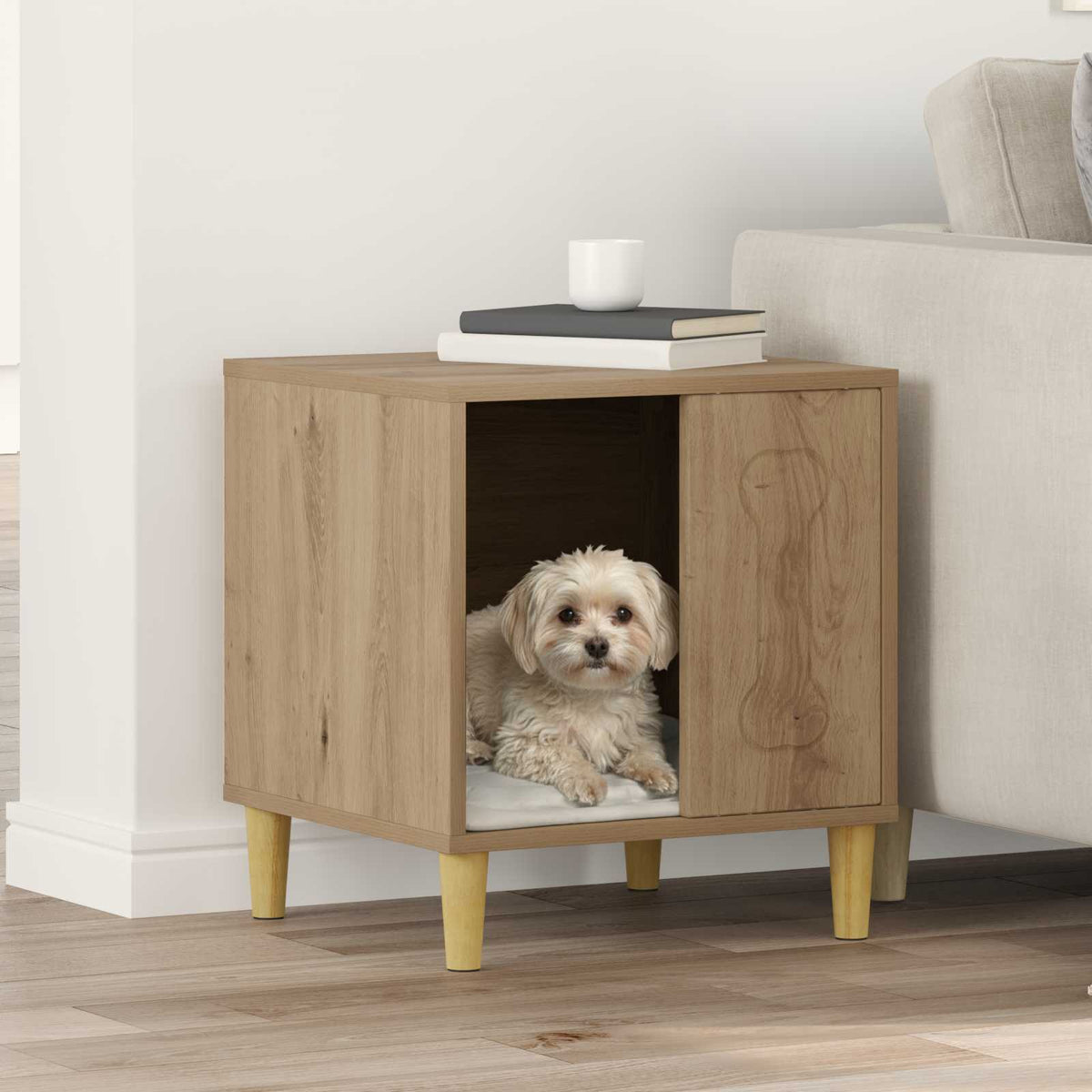 Vidaxxl Hundehütte traditionelle Eiche 44 x 42 x 49 cm Holzwerkstoff