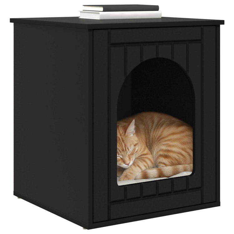 Vidaxxl Katzenhaus schwarz 53 x 52 x 62 cm fertiges Holz