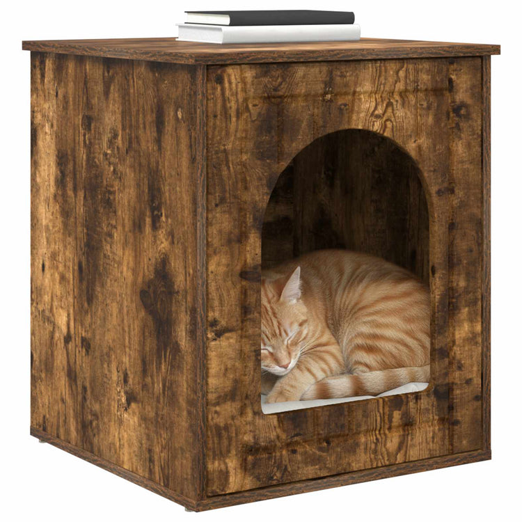 Vidaxxl Katzenhaus Räuchereiche 53 x 52 x 62 cm verarbeitetes Holz