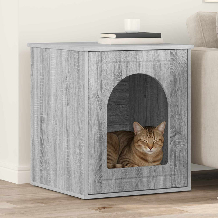 Vidaxl Katzenhaus Sonoma grau 53 x 52 x 62 cm aus handgefertigtem Holz