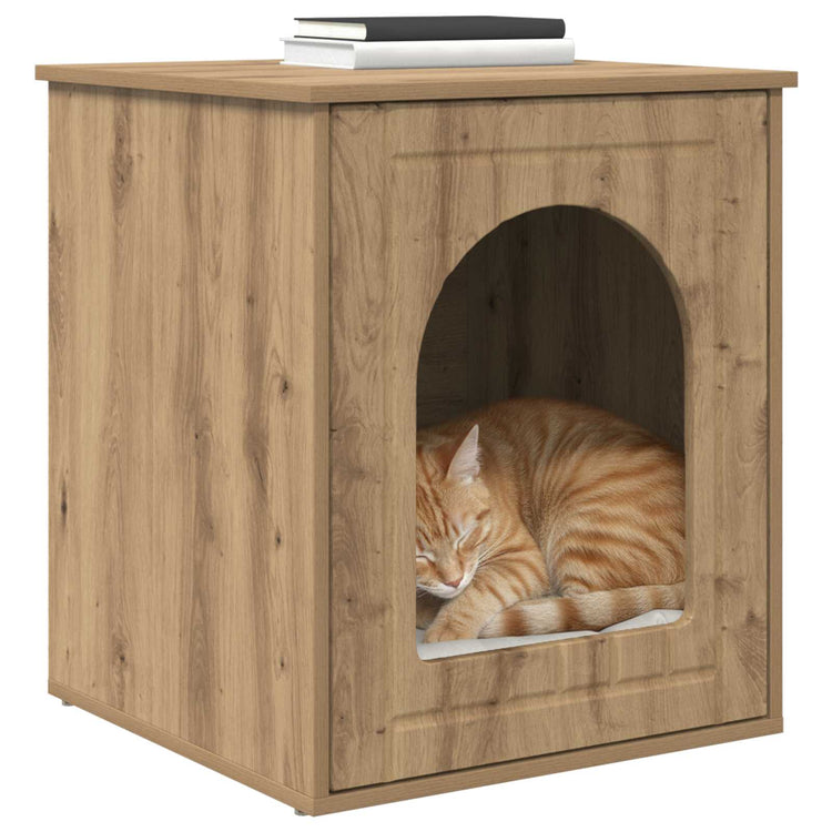 Vidaxxl Katzenhaus, handgefertigte Eiche, 53 x 52 x 62 cm, Holzwerkstoff