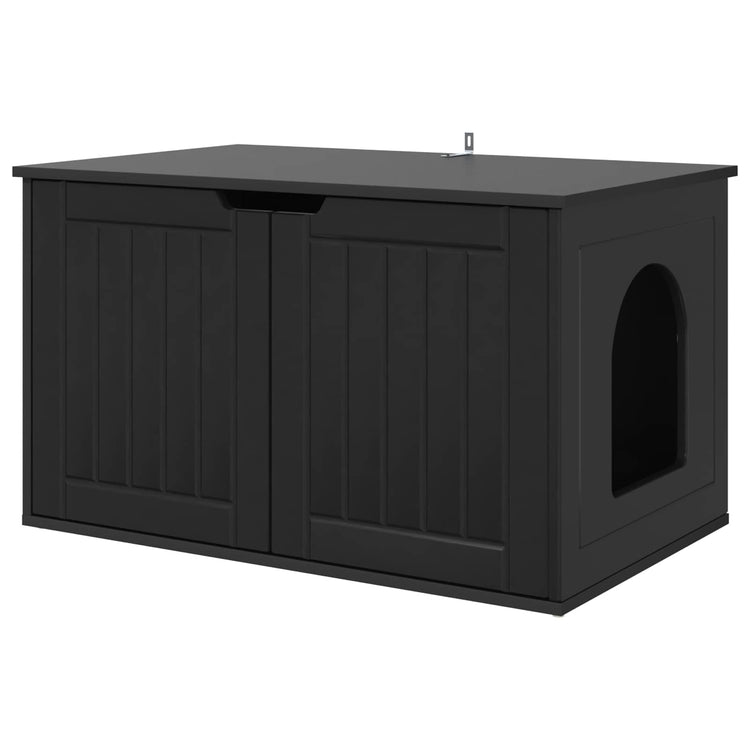 Vidaxxl Katzenhaus schwarz 85 x 55 x 50,5 cm verarbeitetes Holz