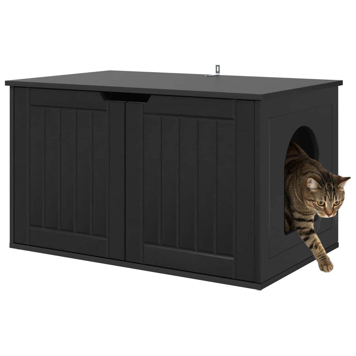 Vidaxxl Katzenhaus schwarz 85 x 55 x 50,5 cm verarbeitetes Holz