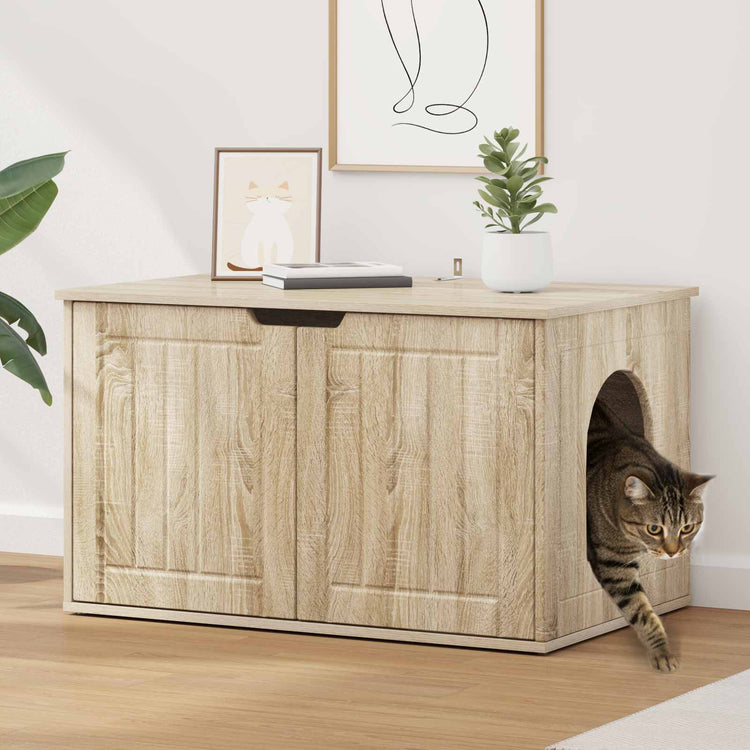 Vidaxl Katzenhaus Sonoma 85 x 55 x 50,5 cm aus handgefertigtem Holz