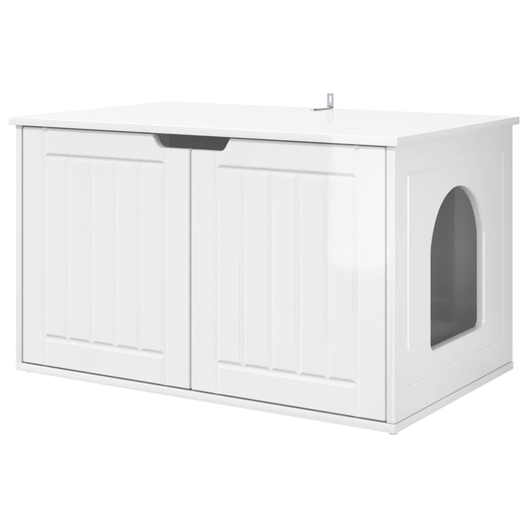 Vidaxxl Katzenhaus glänzend weiß 85 x 55 x 50,5 cm fertiges Holz