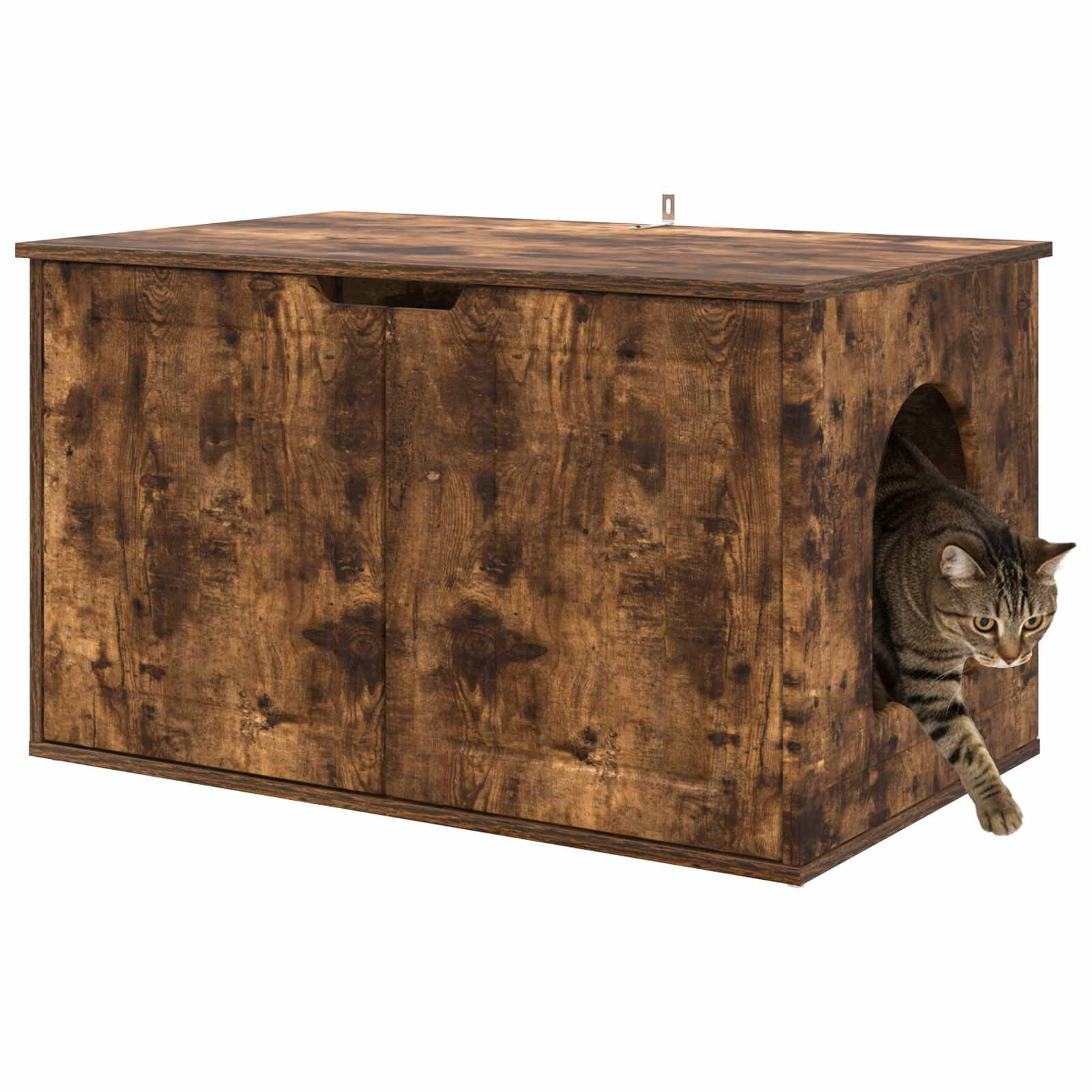 Vidaxxl Katzenhaus Räuchereiche 85 x 55 x 50,5 cm verarbeitetes Holz