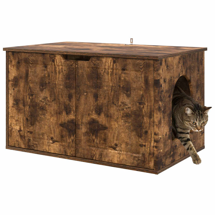 Vidaxxl Katzenhaus Räuchereiche 85 x 55 x 50,5 cm verarbeitetes Holz