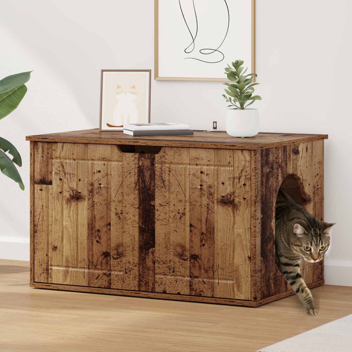 Vidaxxl Katzenhaus Altholz 85 x 55 x 50,5 cm verarbeitetes Holz