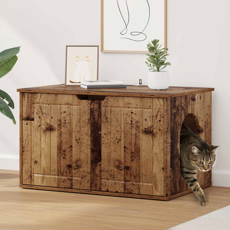 Vidaxxl Katzenhaus Altholz 85 x 55 x 50,5 cm verarbeitetes Holz