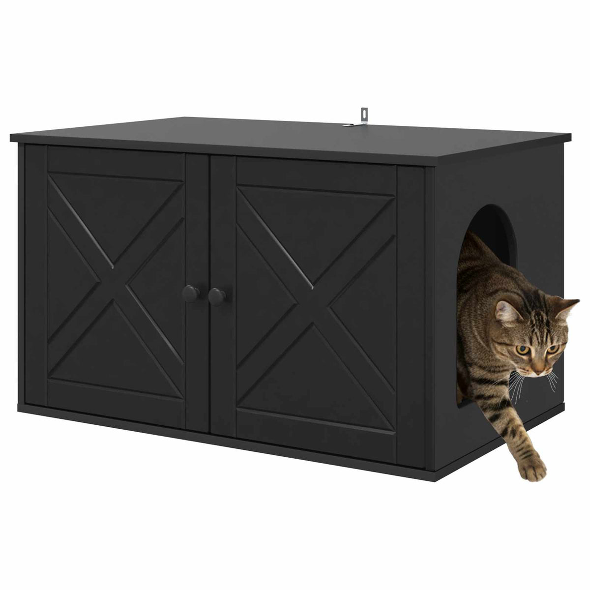 Vidaxxl Katzenhaus schwarz 85 x 55 x 50,5 cm verarbeitetes Holz