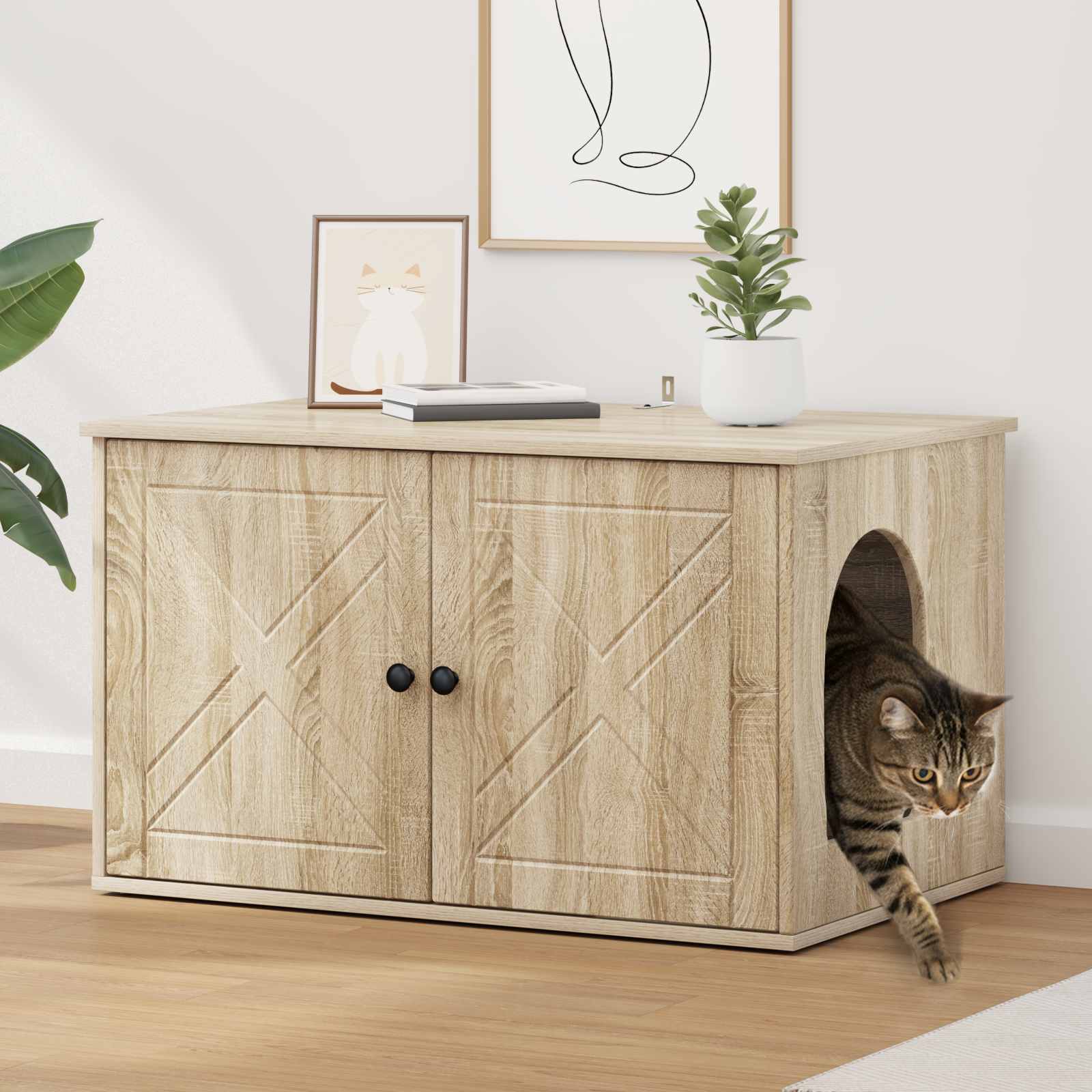 Vidaxl Katzenhaus Sonoma 85 x 55 x 50,5 cm aus handgefertigtem Holz