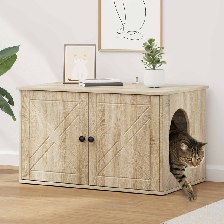 Vidaxl Katzenhaus Sonoma 85 x 55 x 50,5 cm aus handgefertigtem Holz