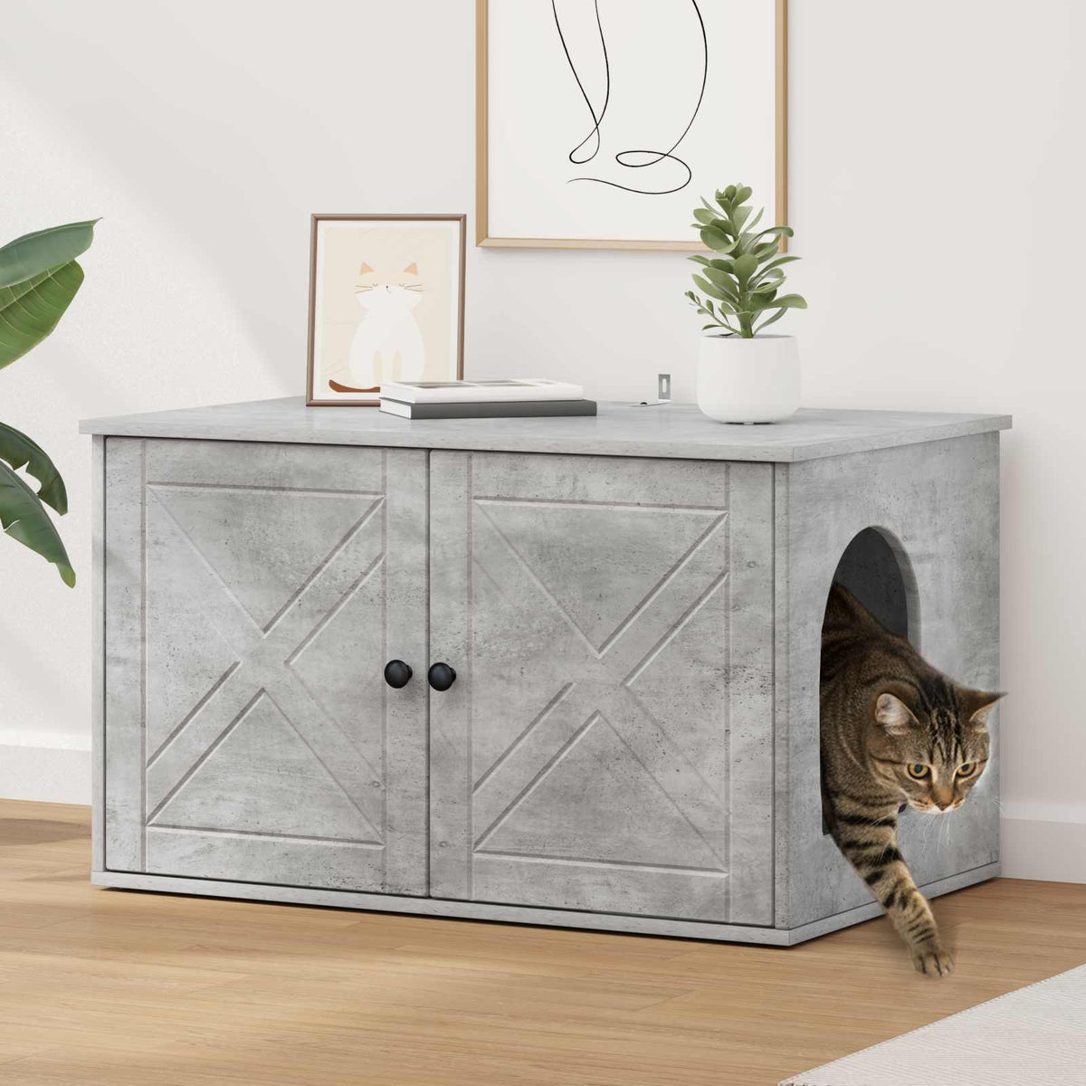 Vidaxx Katzenhaus Beton 85 x 55 x 50 cm verarbeitetes Holz