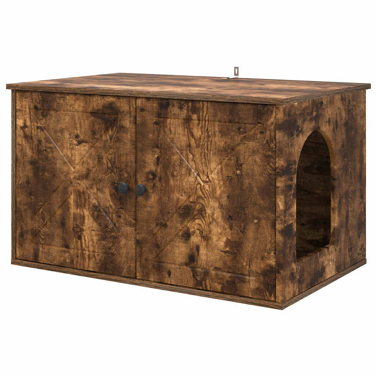 Vidaxxl Katzenhaus Räuchereiche 85 x 55 x 50 cm verarbeitetes Holz