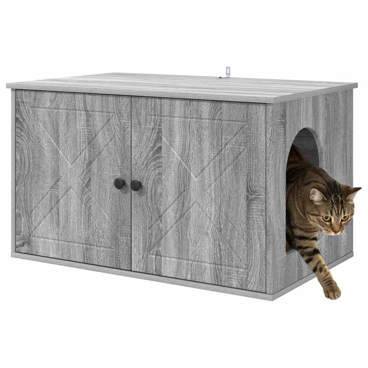 Vidaxl Katzenhaus Sonoma grau 85 x 55 x 50 cm aus Holz gefertigt