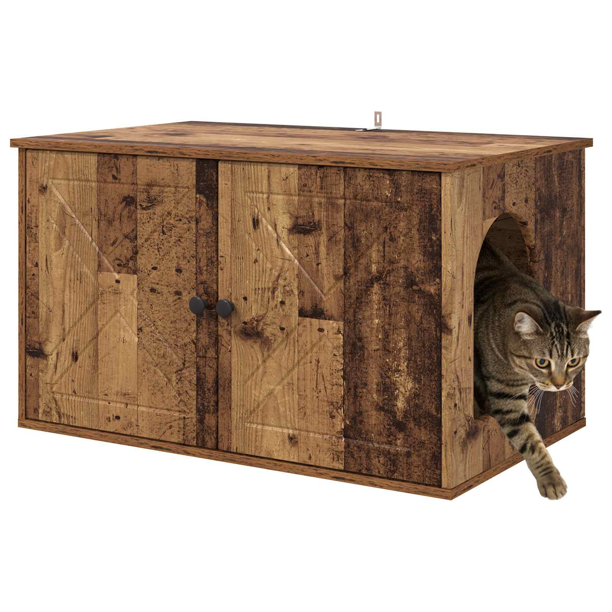 Vidaxxl Katzenhaus Altholz 85 x 55 x 50 cm verarbeitetes Holz