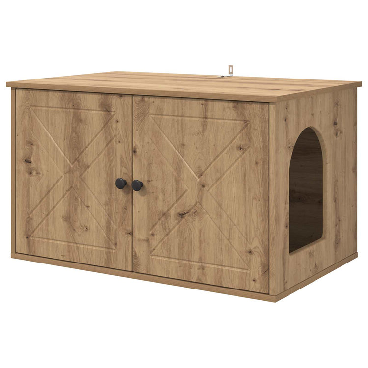 Vidaxxl Katzenhaus, handgefertigte Eiche, 85 x 55 x 50 cm, Holzwerkstoff