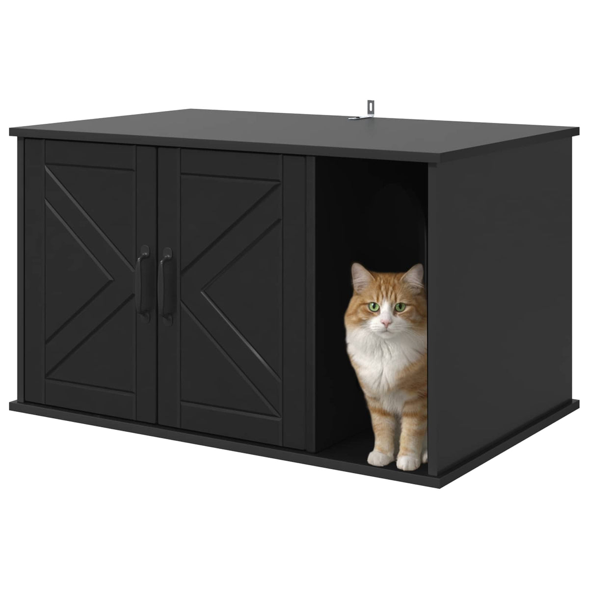 Vidaxxl Katzenhaus schwarz 85 x 55 x 50 cm fertiges Holz