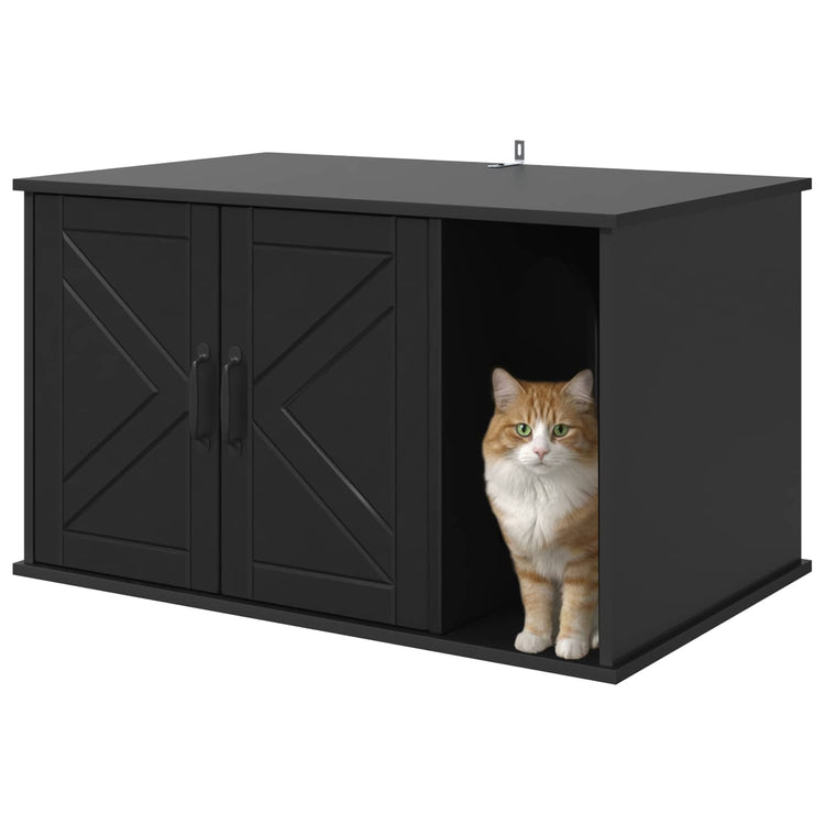 Vidaxxl Katzenhaus schwarz 85 x 55 x 50 cm fertiges Holz