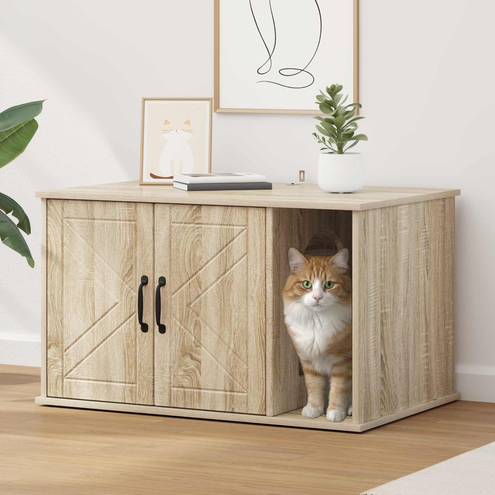 Vidaxl Katzenhaus Sonoma 85 x 55 x 50 cm aus handgefertigtem Holz