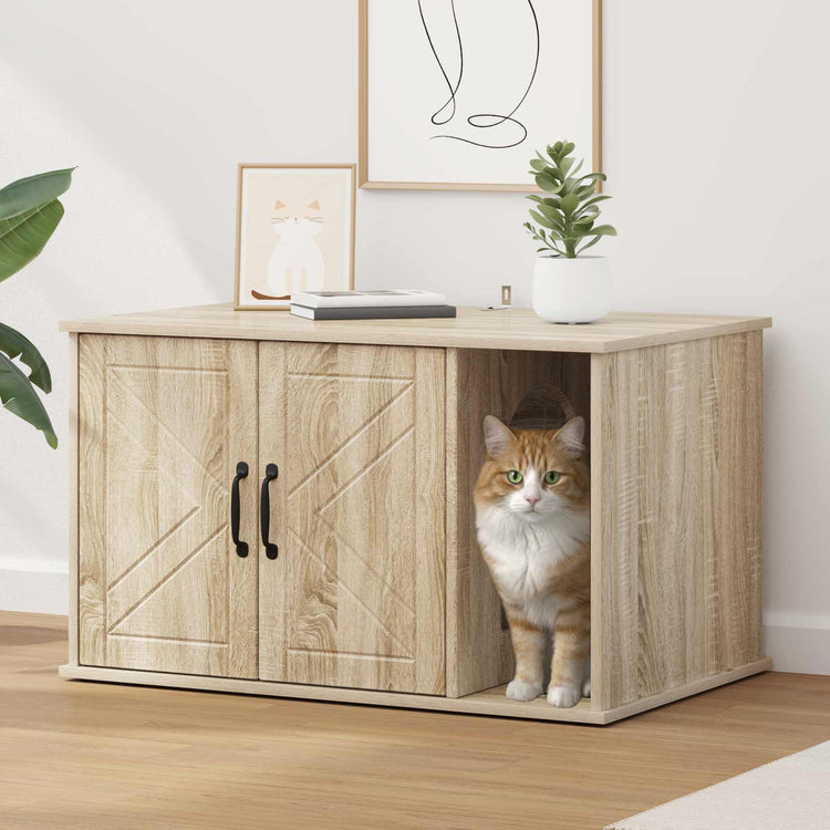 Vidaxl Katzenhaus Sonoma 85 x 55 x 50 cm aus handgefertigtem Holz