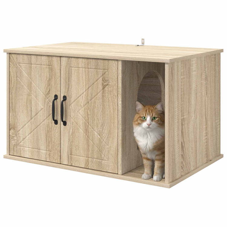 Vidaxl Katzenhaus Sonoma 85 x 55 x 50 cm aus handgefertigtem Holz