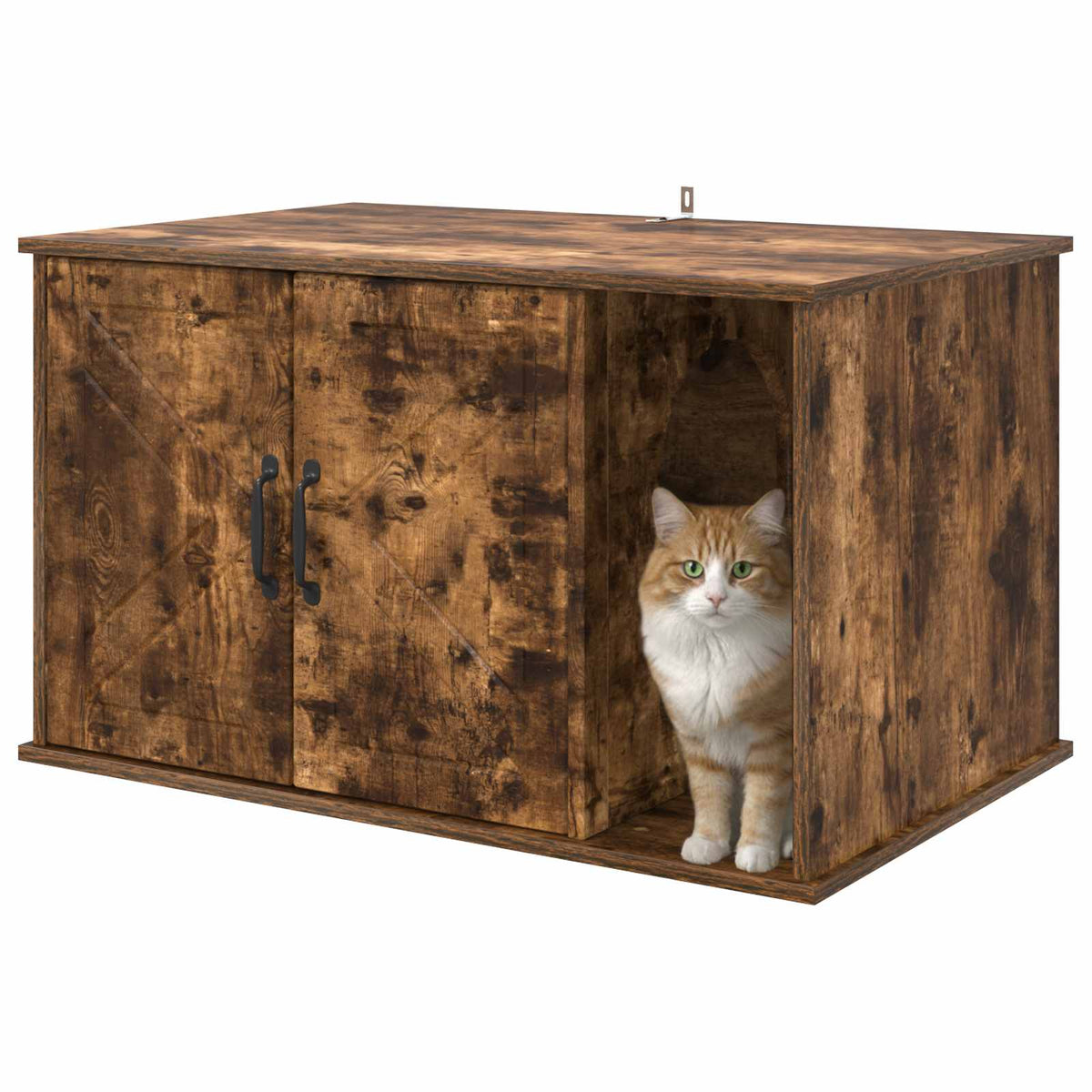 Vidaxxl Katzenhaus Räuchereiche 85 x 55 x 50 cm verarbeitetes Holz