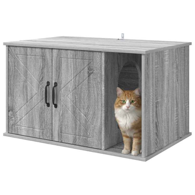Vidaxl Katzenhaus Sonoma grau 85 x 55 x 50 cm aus Holz gefertigt