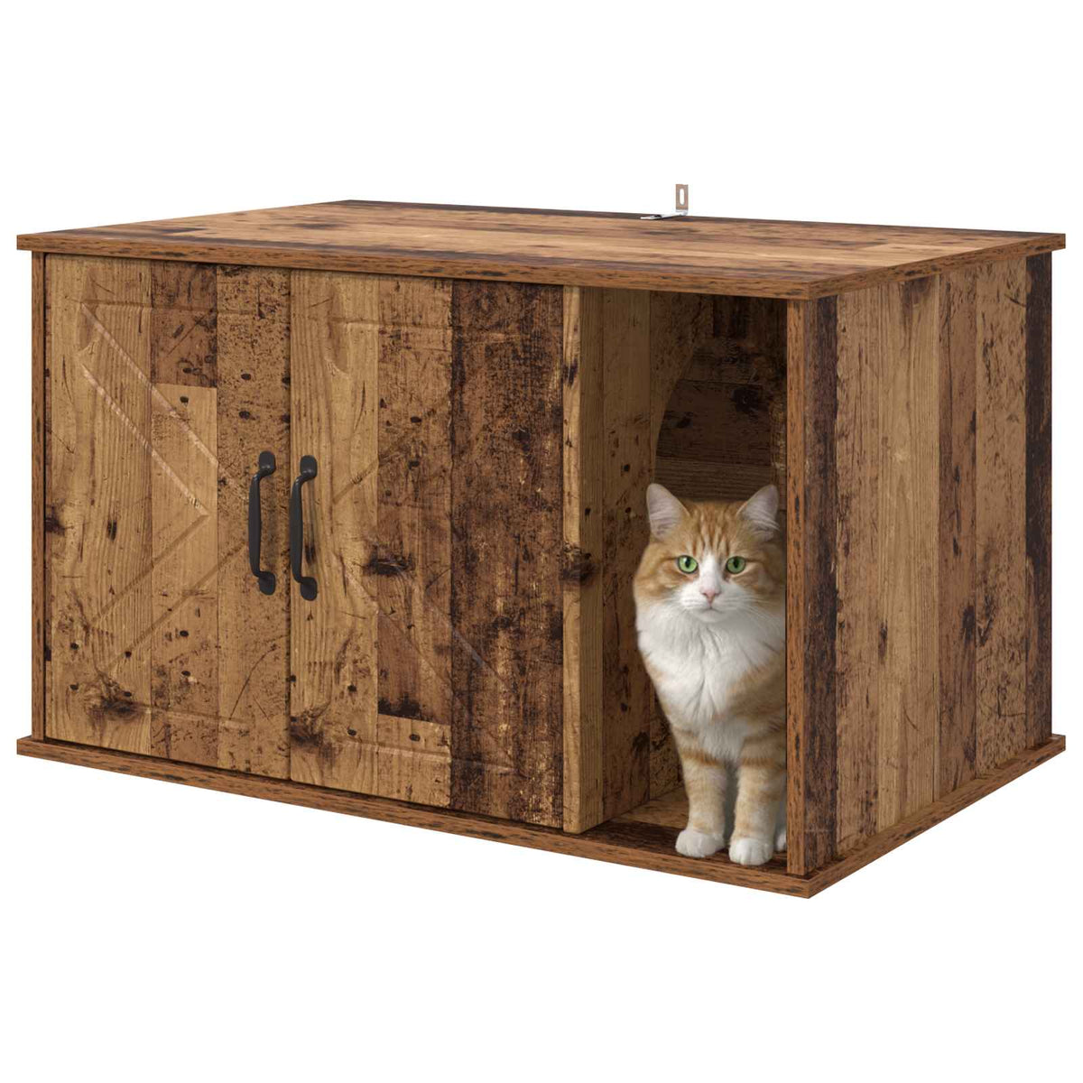 Vidaxxl Katzenhaus Altholz 85 x 55 x 50 cm verarbeitetes Holz