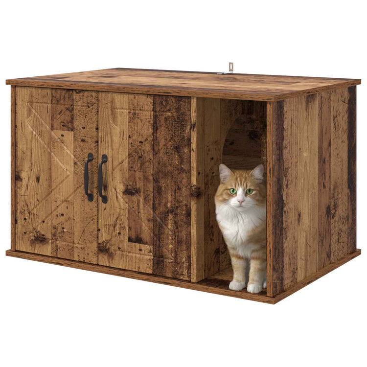 Vidaxxl Katzenhaus Altholz 85 x 55 x 50 cm verarbeitetes Holz