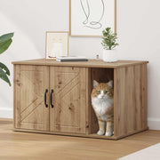 Vidaxxl Katzenhaus, handgefertigte Eiche, 85 x 55 x 50 cm, Holzwerkstoff - afbeelding 1