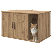 Vidaxxl Katzenhaus, handgefertigte Eiche, 85 x 55 x 50 cm, Holzwerkstoff - afbeelding 3