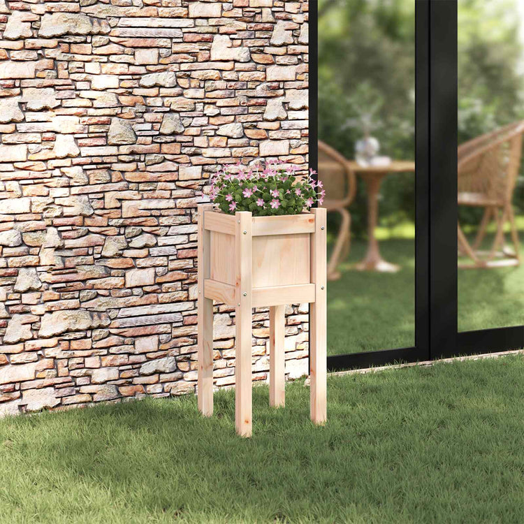 Vidaxx Gartenblumentopf Natur 31 x 31 x 70 cm massives Kiefernholz