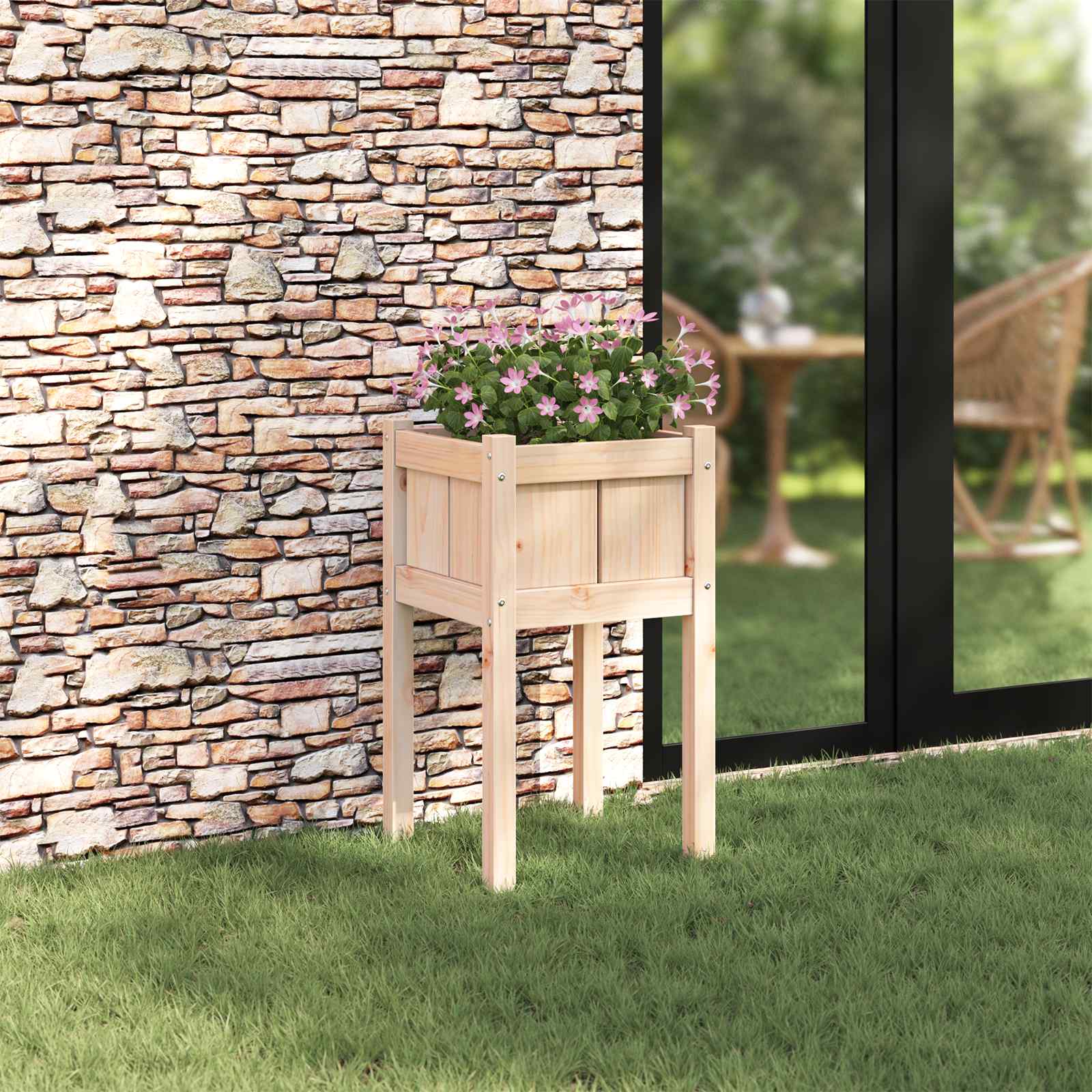 Vidaxx Gartenblumentopf Natur 40 x 40 x 70 cm massives Kiefernholz
