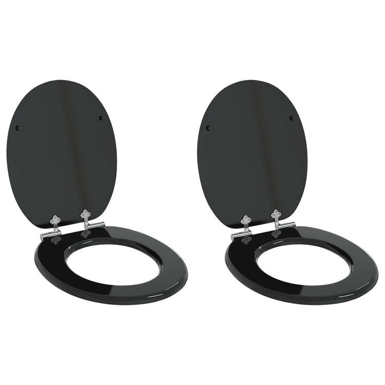 Vidaxx WC-Sitz mit Absenkautomatik, 2 Stück, schwarz, 44 x 38 cm, MDF-Platte