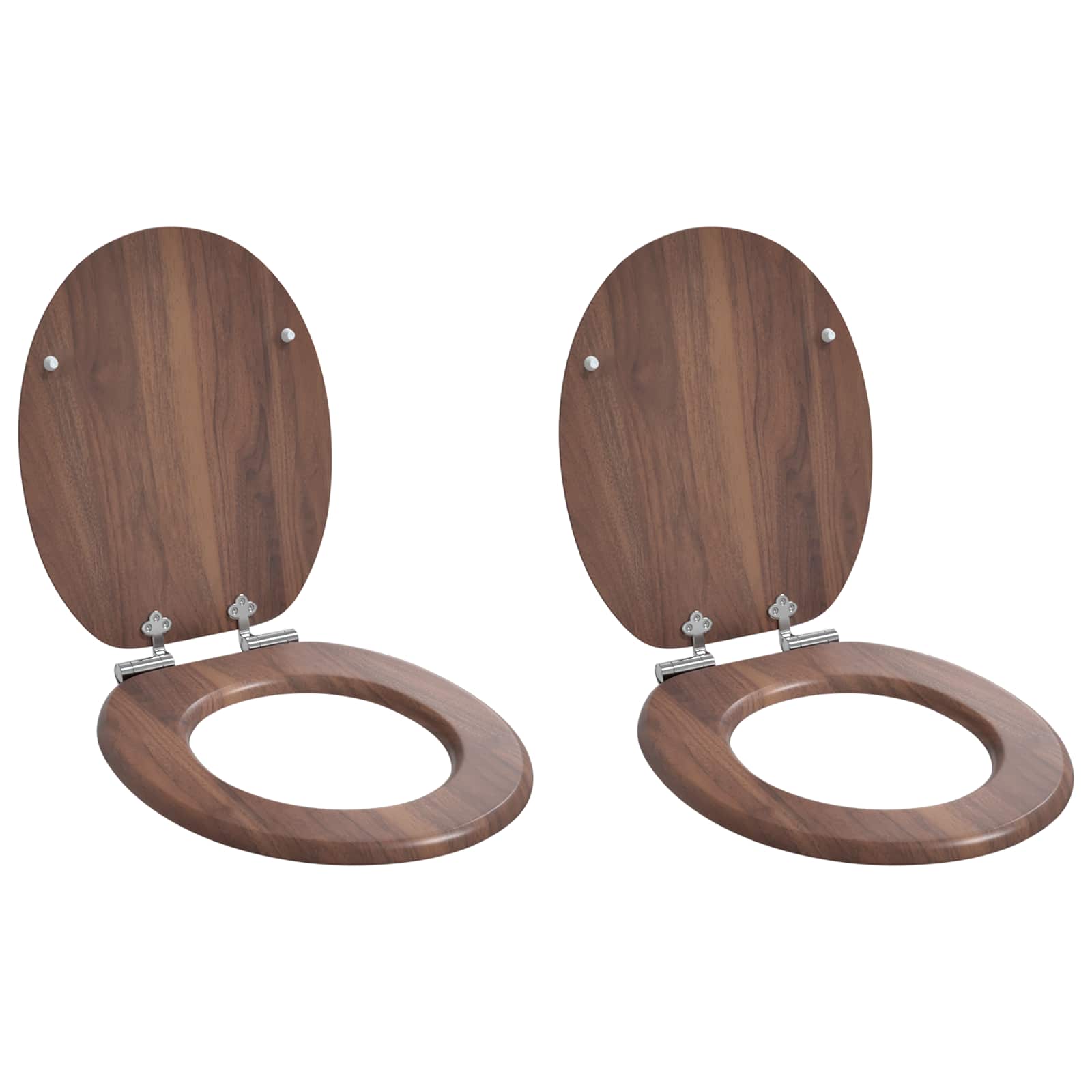 Vidaxx WC-Sitz mit Absenkautomatik, 2 Stück, braun, 44 x 38 cm, MDF-Platte